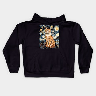 Cat Starry Night Cosmic Dreams Kids Hoodie